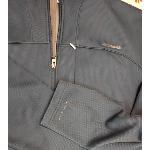 Columbia Other - Columbia Omni-Dry Mens XL Full Zip Grid Fleece Jacket Teal Blue XM 6303